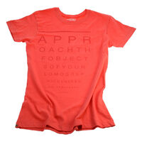 Lomography Photography Small Women's Coral Red with EyeChart Test Print T-Shirt